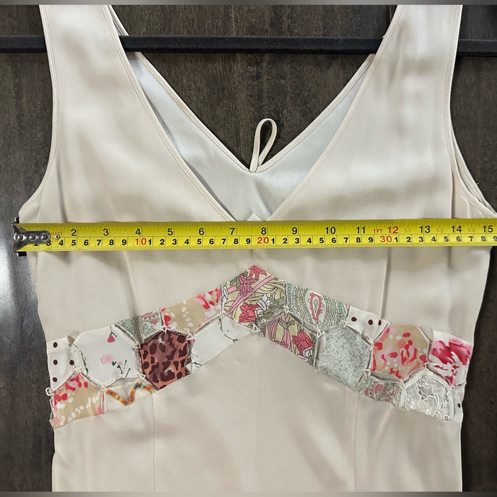 Sue Wong Cream Asymmetrical Dress with Pink & Gold Patchwork - Picture 14 of 16